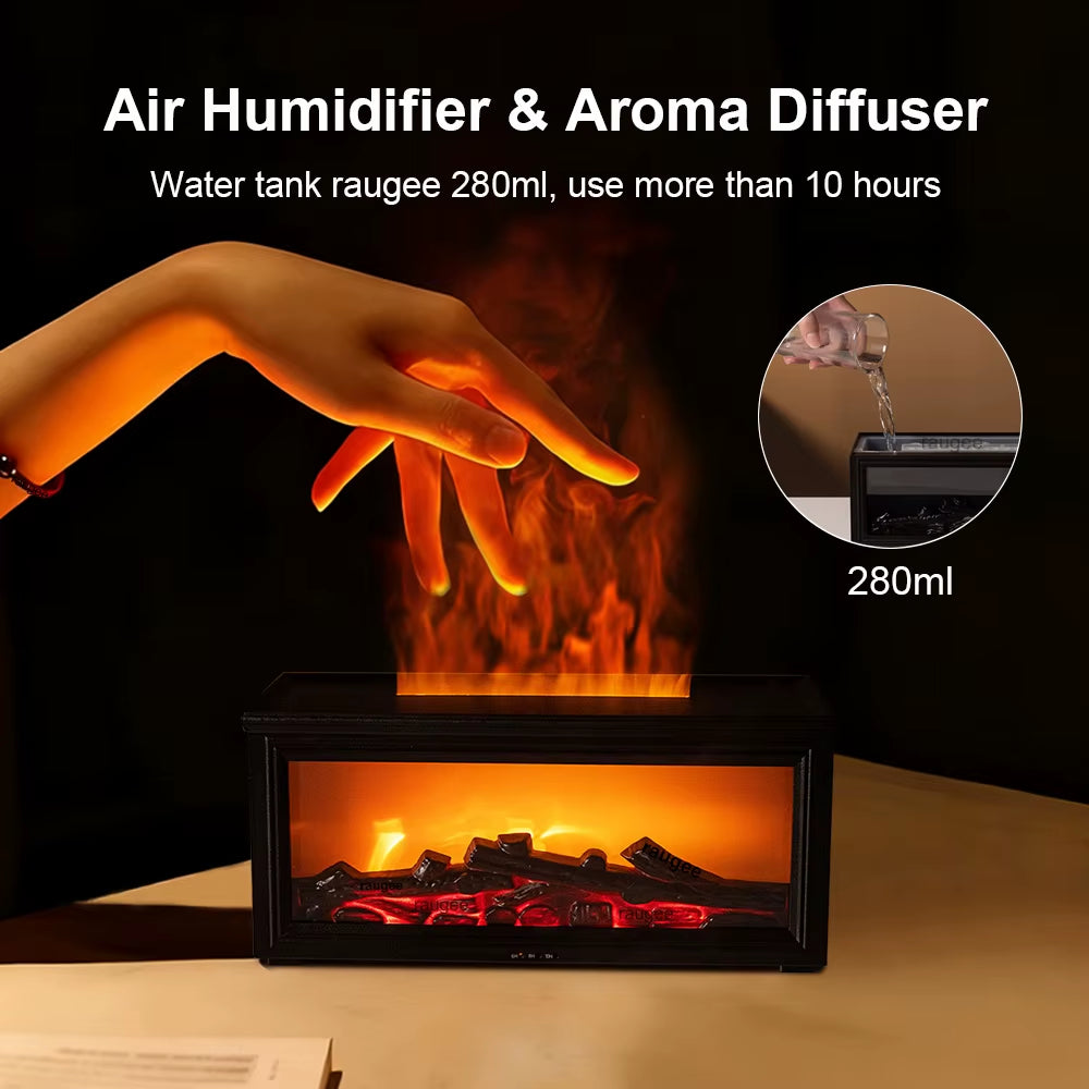 Aroma Air Humidifier Flame Fireplace Essential Oil Diffuser Desktop USB Cool Mist Maker Ultrasonic Aroma Diffuser with Remote